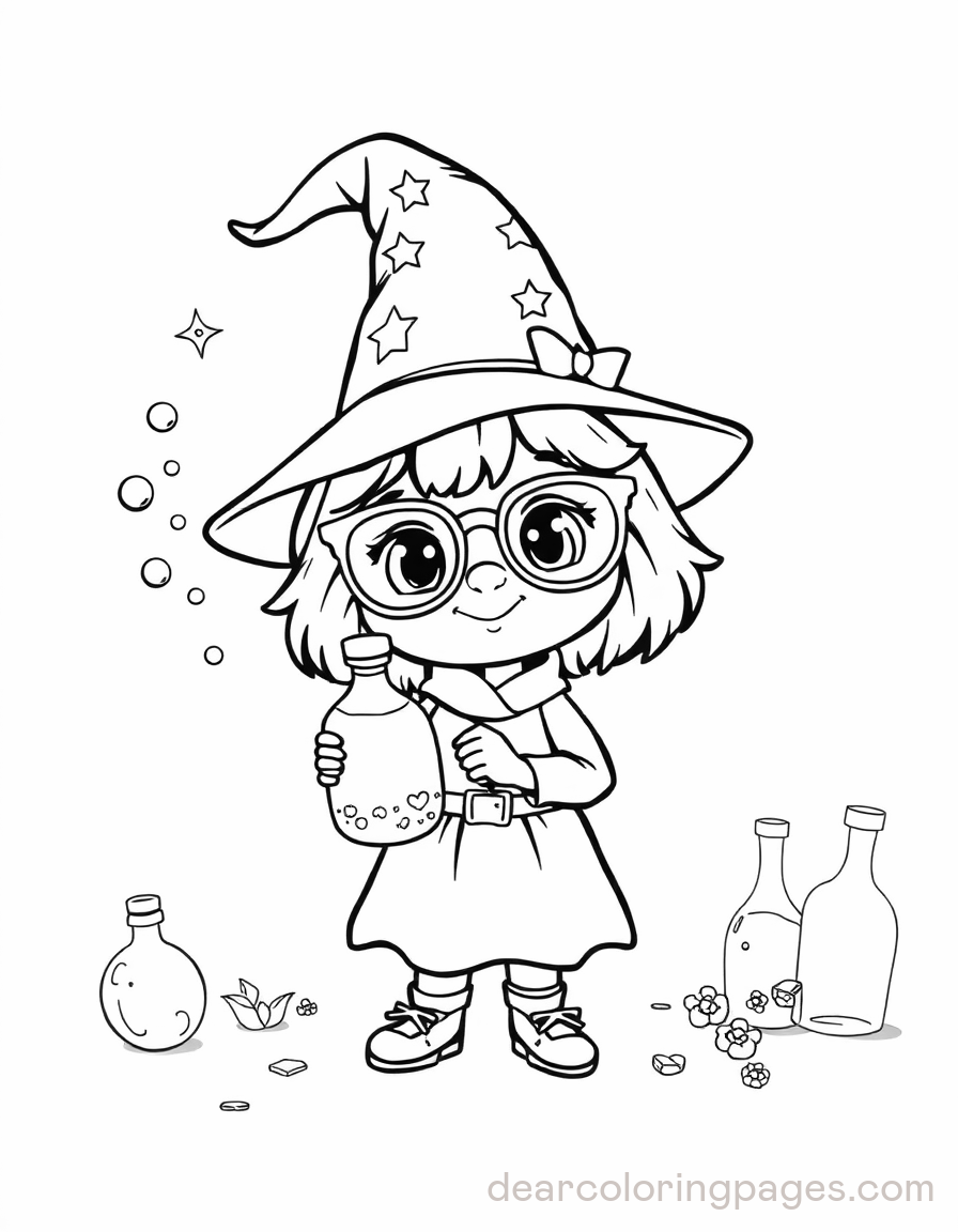 Witch Holding a Potion Bottle