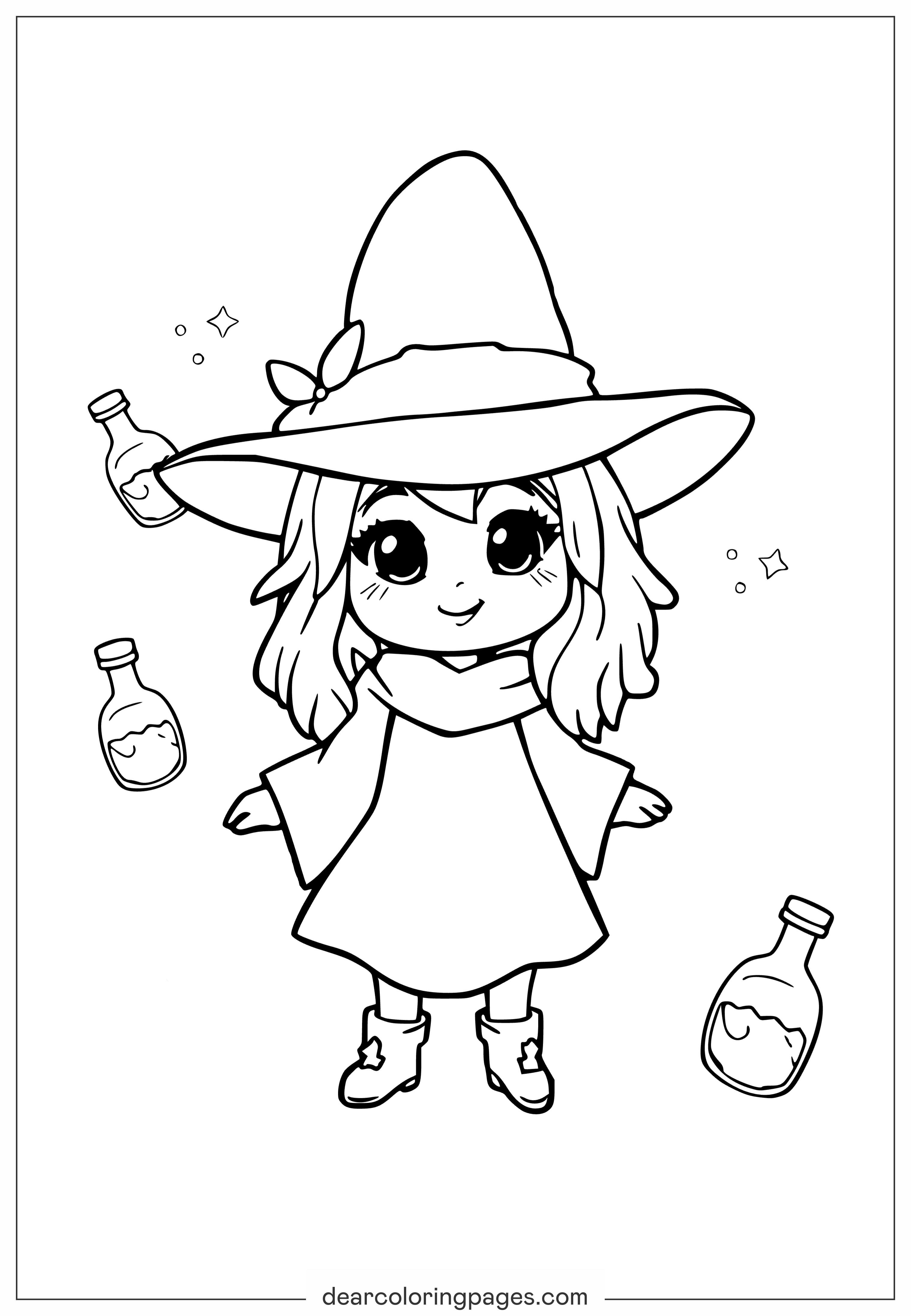 Cute Witch Coloring Page