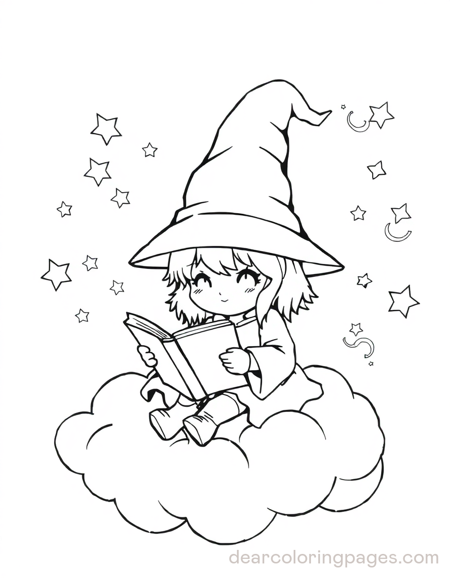 Chibi Witch Reading a Book