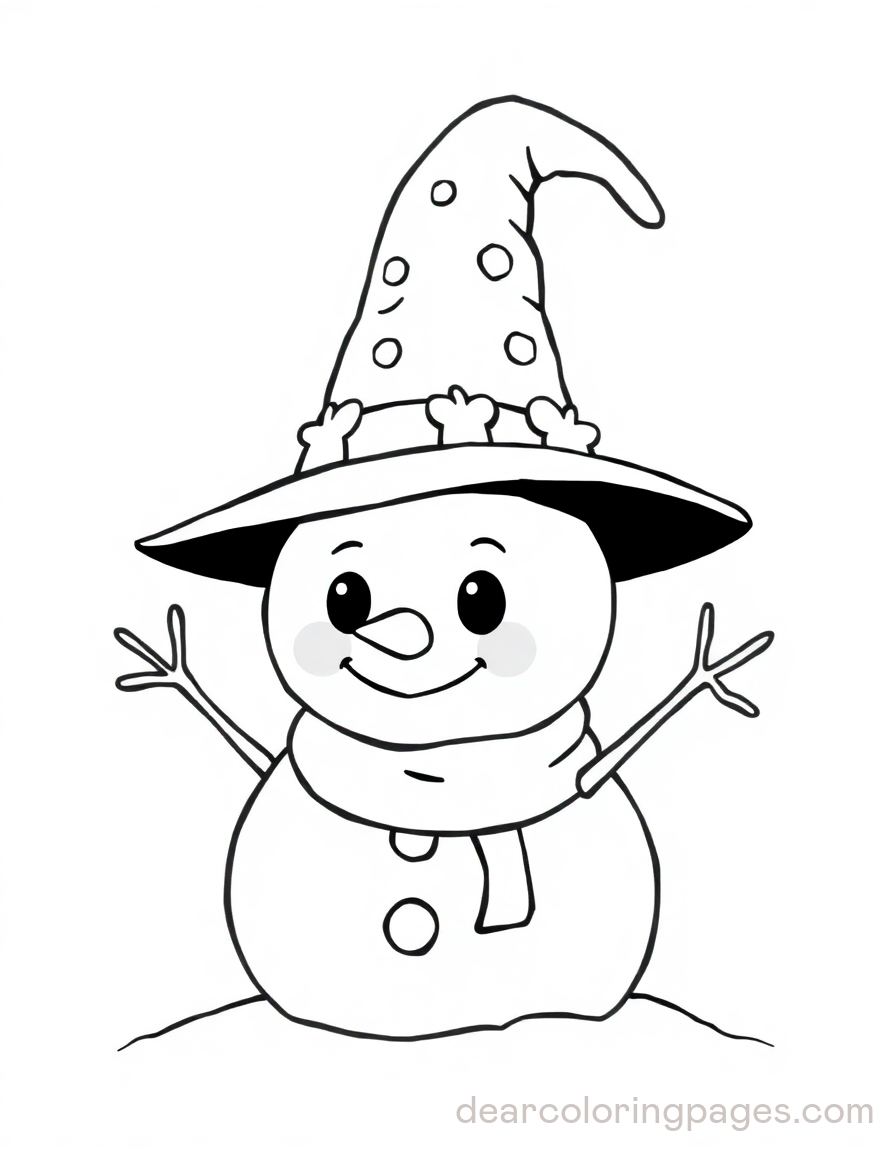 Snowman Wearing Witch Hat