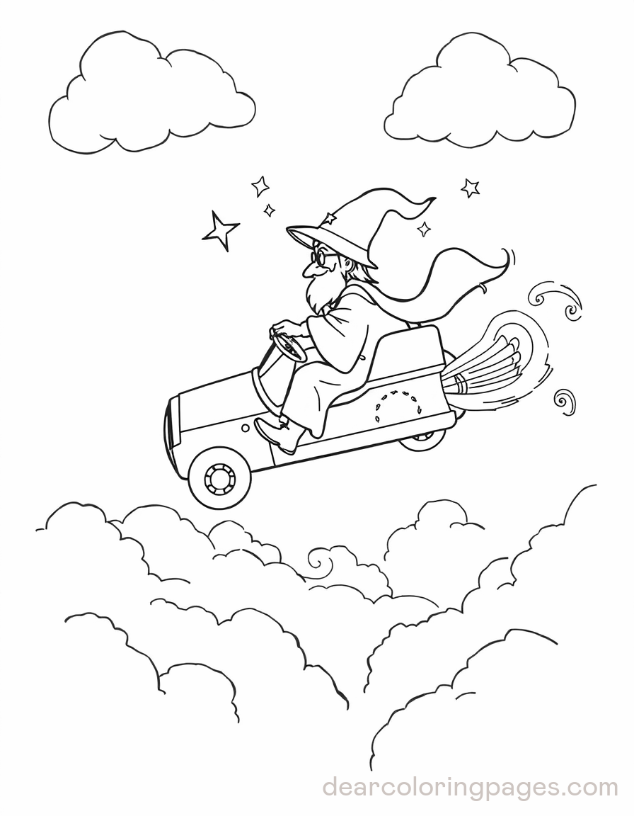 Wizard on Flying Car