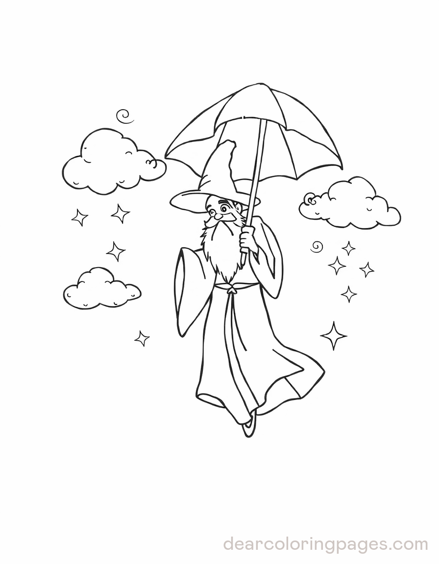 Floating Wizard with Umbrella