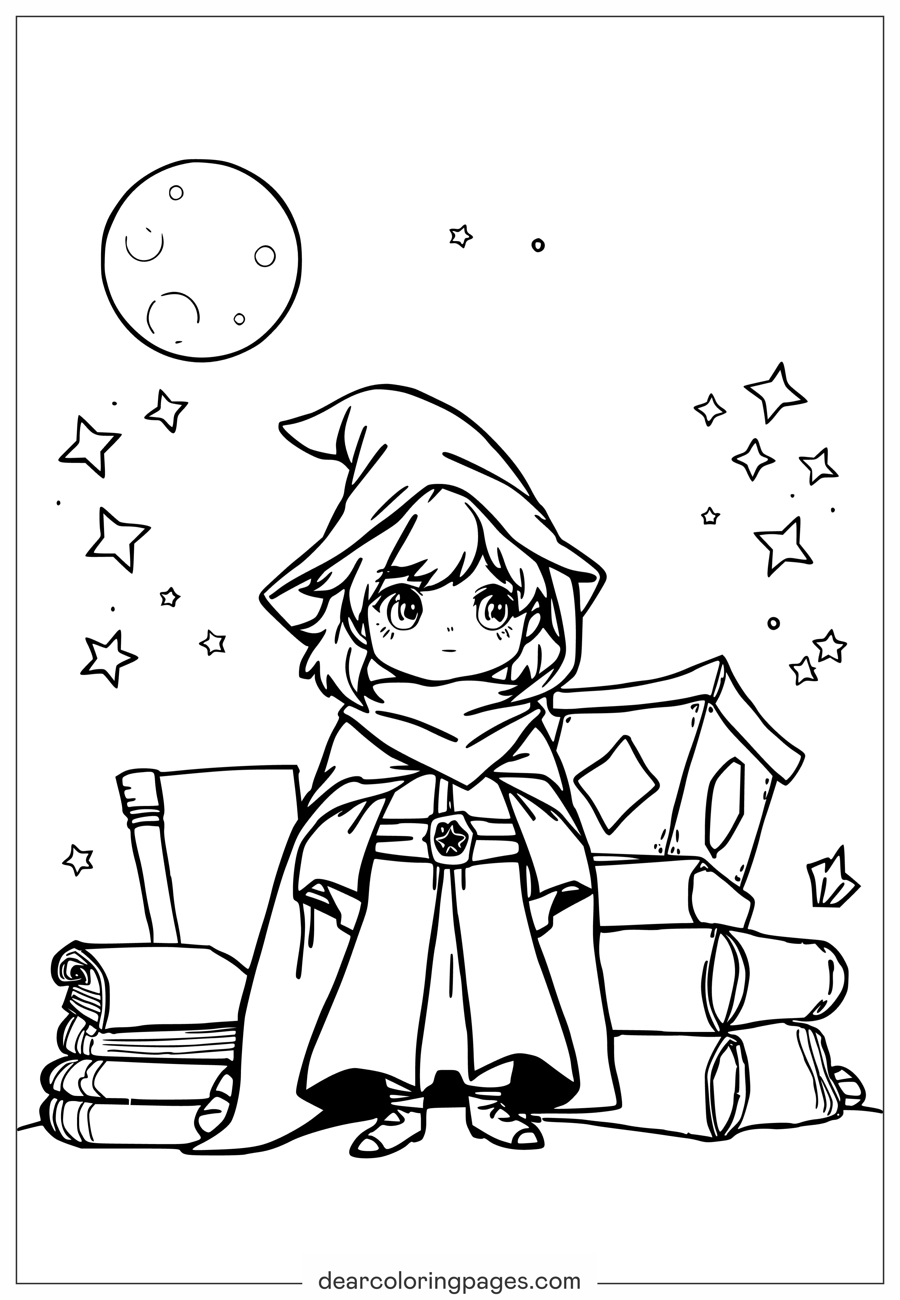 Magic With Spellbooks Under Moonlight