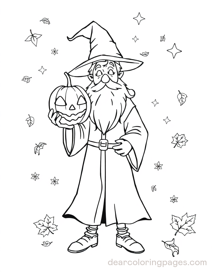 Wizard Holding Jack O'Lantern