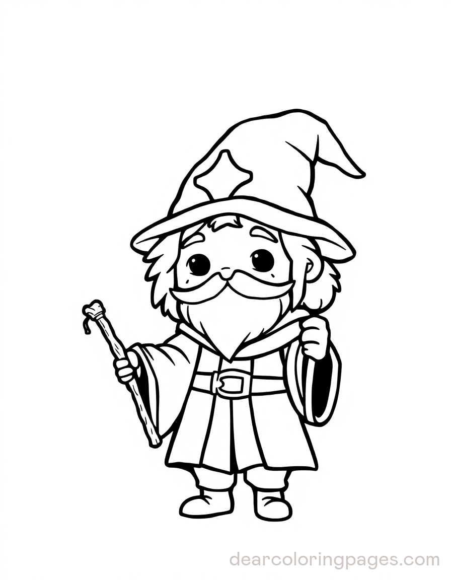 Chibi Wizard Holding a Staff