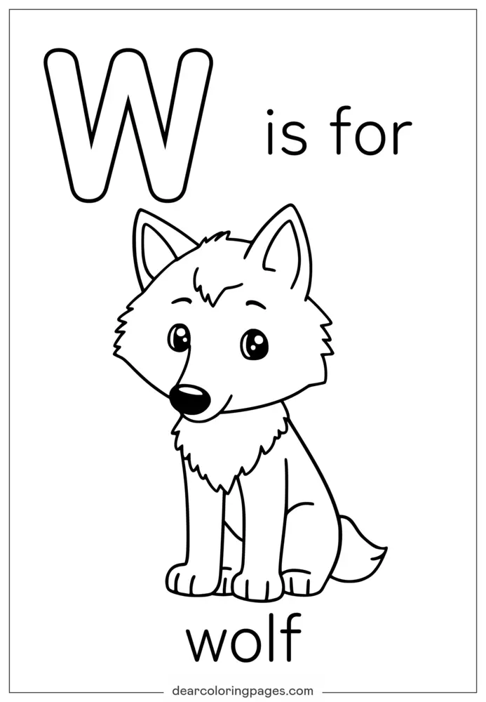 字母W塗色頁 - W代表Wolf