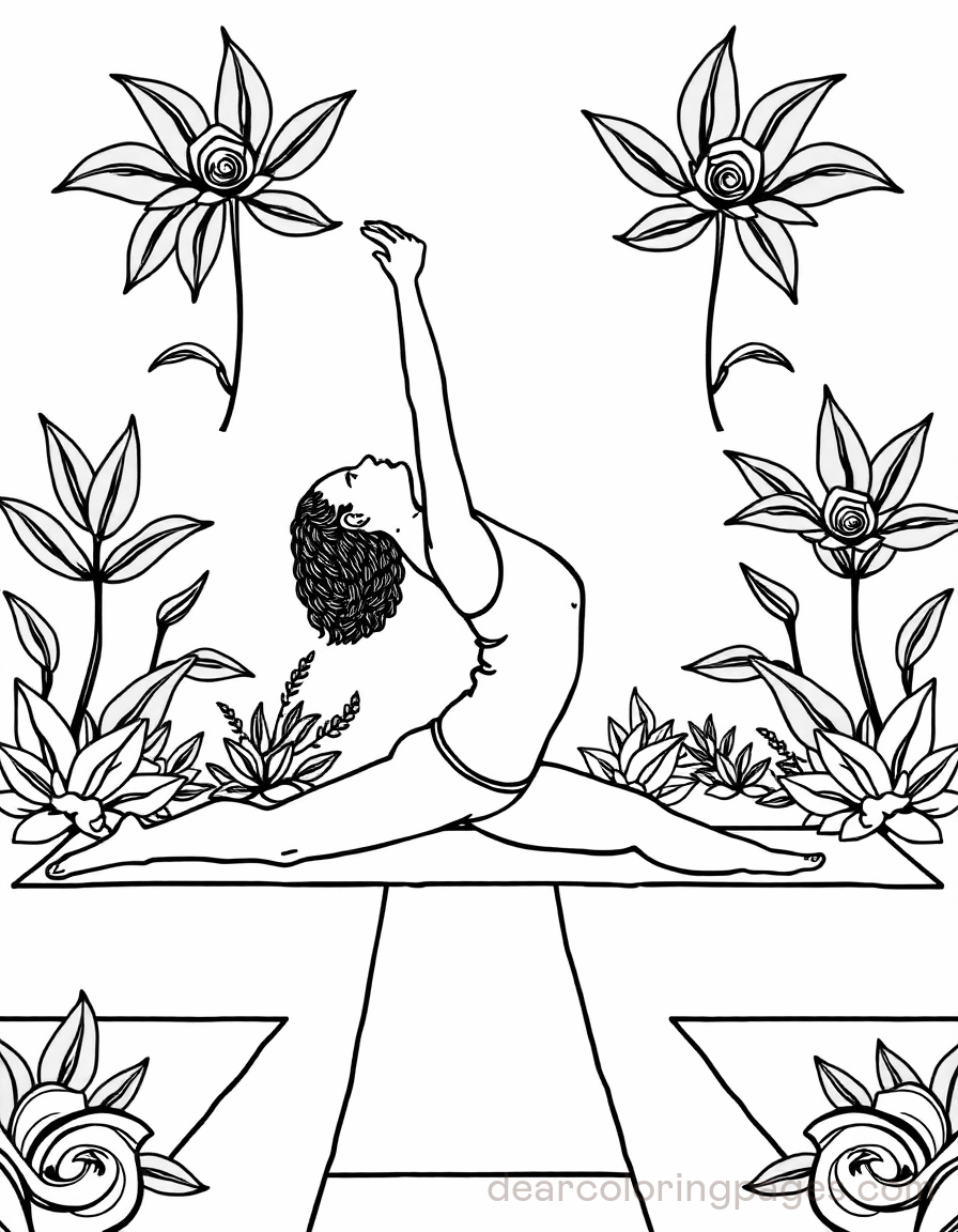 Yoga Coloring Page - Yoga Split Pose