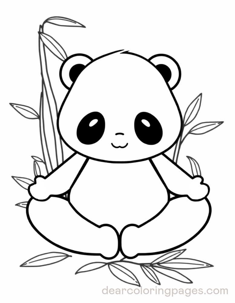 Yoga Coloring Page - Panda Sitting in Peaceful Yoga Pose