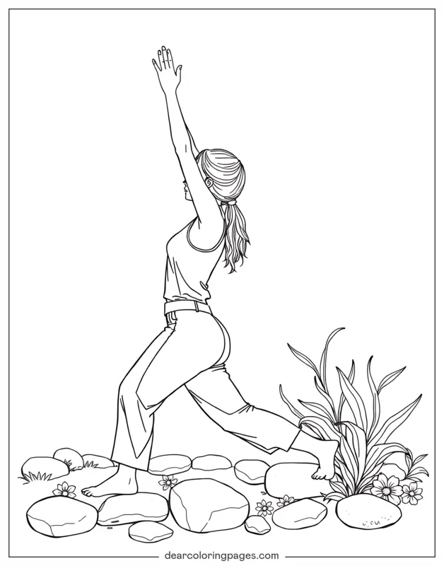 Girl in Crescent Lunge Pose