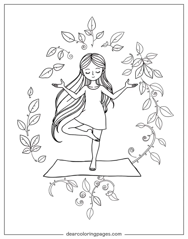Girl Balancing on Yoga Mat