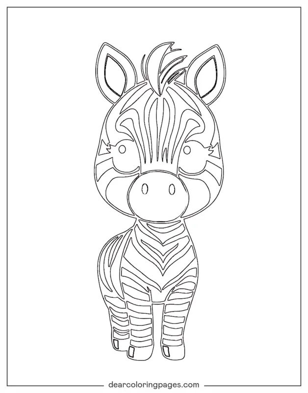Zebra Desenho para Colorir - Desenho de Pequena Zebra