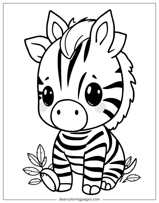Zebra Desenho para Colorir - Zebra Chibi